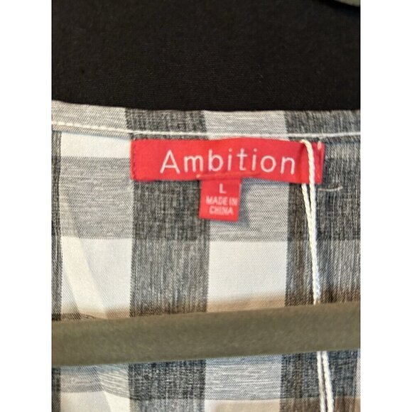 Ambition Women’s Sz Large Sexy Summer Dress NWT Lined Tie Bodice Gray White - Picture 5 of 9